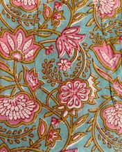 Load image into Gallery viewer, Buy now online from Emma's Emporium, loose fit low crotch baggy harem trouser pants, floral print cotton, mix patterns, comfy shirring elastic waistband, plus size. Hippie hippy harem alibaba afghani harem festival trouser pants. Emma's Emporium ethical slow fashion, fair trade, from the source, natural cotton.