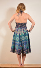 Load image into Gallery viewer, Available to buy now online! Emma's Emporium print cotton peacock printed summer halter dress!