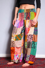 Load image into Gallery viewer, Emma's Emporium colourful patchwork baggy harem genie alibaba hippie hippy trousers pants. Emma's Emporium slow ethical festival fashion and women's clothing.