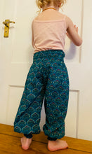 Load image into Gallery viewer, Shop Emma's Emporium online. Buy now! Kids Children's soft print cotton patterned loose fit genie trousers. Emma's Emporium slow ethical fashion, women's clothing and kids wear. Hippie hippy festival boho style.