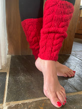 Load image into Gallery viewer, Buy now online from Emma&#39;s Emporium. Hand knitted chunky colourful Nepalese Leg Warmers. Perfect warm winter Christmas gifts.
