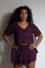 Load image into Gallery viewer, Buy now online from Emma's Emporium clothing, maroon sequin button front shirt tops. Emma's Emporium wholesale and retail women's festival hippie fashion, ethical clothing and slow fashion.