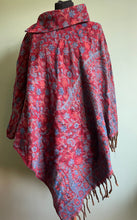Load image into Gallery viewer, Buy now online from Emma's Emporium! Fleecy fleece vegan wool warm winter hippie hippy poncho, with collar, pocket and tassel edge. Perfect for cool summer evenings and hippie festivals. Shop Emma's Emporium ethical fair trade slow fashion and alternative women's clothing and apparel.
