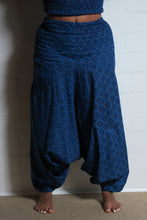 Load image into Gallery viewer, Buy online, shop Emma's Emporium now!
Emma's Emporium afghani, harem, baggy trousers pants. Pure cotton, Plus size, blue peacock print. Shop Emma's Emporium slow ethical fashion, women's hippie hippy boho festival clothing.