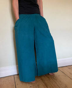 New In! Palazzo Pants! Emma's Emporium corduroy Palazzo trousers, loose fit warm winter  hippy pants, made from fine soft cotton needle cord. Slow fashion, ethically sourced hippie festival hippy fashion.