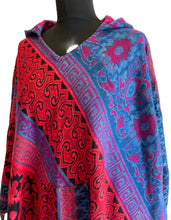 Load image into Gallery viewer, Emma's Emporium fleece acrylic poncho shawl, colourful, hippie festival. Shop online Emma's Emporium, ethical slow fashion fair trade women's clothing.