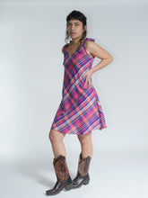 Load image into Gallery viewer, Buy online, Emma's Emporium check cotton summer dress. A-line women's sun dress, plaid cotton. Gypsy, boho. Ethical Slow fashion.