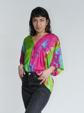 Load image into Gallery viewer, Buy now online from Emma's Emporium, ethical women's fashion, alternative hippy clothing. Tie dye unisex loose fit shirts, plus sized, designed for men and women. Emma's Emporium colourful summer shirt.