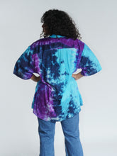 Load image into Gallery viewer, Buy now online from Emma's Emporium, ethical women's fashion, alternative hippy clothing. Tie dye unisex loose fit shirts, plus sized, designed for men and women. Emma's Emporium colourful summer shirt.