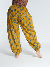 Load image into Gallery viewer, Buy now online! Emma's Emporium relax fit cotton harem genie baggy trouser pant. Floral block print cotton and mixed vibrant colours. Buy Emma's Emporium, slow fashion, ethically sourced, Indian cotton women's summer trouser. Hippie hippy festival alternative clothing.