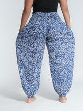Load image into Gallery viewer, Buy now online! Emma's Emporium relax fit cotton harem genie baggy trouser pant. Floral block print cotton and mixed vibrant colours. Buy Emma's Emporium, slow fashion, ethically sourced, Indian cotton women's summer trouser. Hippie hippy festival alternative clothing.