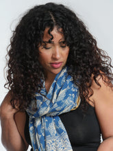Load image into Gallery viewer, Buy now online from Emma's Emporium. Fish print pure 100% cotton light weight shawl summer scarf beach sarong. Shop Emma's Emporium ethical slow fashion, women's hippie hippy festival boho clothing.