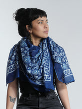 Load image into Gallery viewer, Buy now online from Emma's Emporium. Inigo block print batik pure cotton shawl scarf scarves, summer beach cotton sarong
