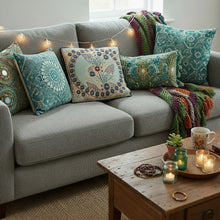 Load image into Gallery viewer, Buy now online, Emma's Emporium Embroidered boho cotton cushion cover.