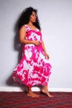 Load image into Gallery viewer, Shop Emma's Emporium buy online! Emma's Emporium tie dye rayon summer sun dress. Bias cut, with asymmetric hem and v neckline. Emma's Emporium ethical slow fashion, fair trade, women's clothing, hippie hippy boho festival dress.