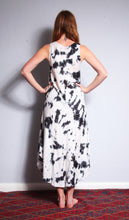 Load image into Gallery viewer, Shop Emma's Emporium buy online! Emma's Emporium tie dye rayon summer sun dress. Bias cut, with asymmetric hem and v neckline. Emma's Emporium ethical slow fashion, fair trade, women's clothing, hippie hippy boho festival dress.