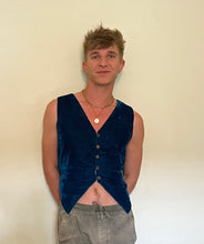 Load image into Gallery viewer, Buy now online from Emma's Emporium; smart casual hippie velvet waistcoat. Shop Emma's Emporium ethical unisex fashion clothing, slow fashion, fair trade, hippie hippy alternative festival clothes