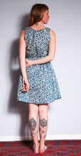 Load image into Gallery viewer, Shop Emma's Emporium buy online! Emma's Emporium print cotton summer sun dress. Bias cut, knee length with a v neckline. Emma's Emporium ethical slow fashion, fair trade, women's clothing, hippie hippy boho festival dress.