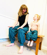 Load image into Gallery viewer, Shop Emma's Emporium online. Buy now! Kids Children's soft print cotton patterned loose fit genie trousers. Emma's Emporium slow ethical fashion, women's clothing and kids wear. Hippie hippy festival boho style.