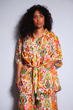 Load image into Gallery viewer, Emma's Emporium Ikat Print Cotton Kimono Jacket/Dressing Gown
Emma's Emporium Ikat Print Cotton Kimono Jacket/Dressing Gown.
Shop online, Emma's Emporium ethical slow fashion, fair trade women's clothing. Alternative hippie boho festival fashion style.