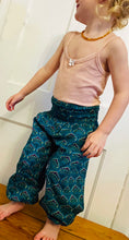Load image into Gallery viewer, Shop Emma's Emporium online. Buy now! Kids Children's soft print cotton patterned loose fit genie trousers. Emma's Emporium slow ethical fashion, women's clothing and kids wear. Hippie hippy festival boho style.