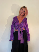 Load image into Gallery viewer, Emma's Emporium. Buy now online from Emma's Emporium, purple star needle cord tie top with flared sleeves. Machine washable. Shop at Emma's Emporium hippie alternative ethical fashion.