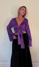 Load image into Gallery viewer, Emma's Emporium. Buy now online from Emma's Emporium, purple star needle cord tie top with flared sleeves. Machine washable. Shop at Emma's Emporium hippie alternative ethical fashion.