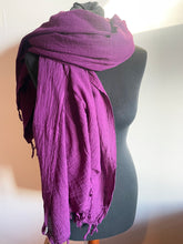 Load image into Gallery viewer, Buy now online From Emma's Emporium alternative women's slow ethical fashion and hippie hippy boho festival shop. Unisex pure cotton natural summer winter scarf in bright bold and earthy colours.