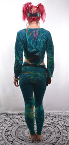 Available to buy now online from Emma's Emporium. Tie dye cotton lycra hooded pixie tie top.