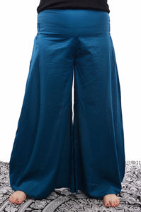 Buy now online from Emma's Emporium! Extra wide leg palazzo flare loose fit trousers made from soft organic cotton.