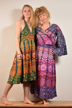 Load image into Gallery viewer, Emma's Emporium, available to buy online buy now, full length wrap around peacock print cotton maxi skirts.
