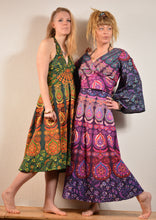 Load image into Gallery viewer, Emma's Emporium, available to buy online buy now, full length wrap around peacock print cotton maxi skirts.