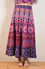 Load image into Gallery viewer, Emma's Emporium, available to buy online buy now, full length wrap around peacock print cotton maxi skirts.