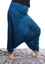 Load image into Gallery viewer, Buy now online from Emma's Emporium clothing and gifts. Organic cotton harem trousers, our fabulous hippy festival yoga harem genie Alibaba Aladdin pants now available in Organic Cotton!