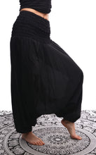 Load image into Gallery viewer, Buy now online from Emma's Emporium clothing and gifts. Organic cotton harem trousers, our fabulous hippy festival yoga harem genie Alibaba Aladdin pants now available in Organic Cotton!