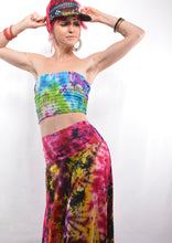 Load image into Gallery viewer, Tie Dye Palazzo trousers, buy now from Emma's Emporium, tie dye rayon palazzo flare trousers, hippy tie dye festival fashion!