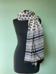 Block Printed Natural Cotton Scarf, Scarves, Sarong. Perfect for beach or lightweight scarf. Emma's Emporiumalternative women's fashion, Hippy Festival Fashion, Homewares and accessories. Fair trade and Ethically sourced from India and around the world. Emma's Emporium.