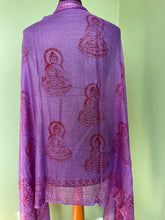 Load image into Gallery viewer, Emma's Emporium Indian Lightweight Summer Sarong Scarves, large loose shawls for sunny spring days, perfect beach coverup, colourful and printed with OM symbols. Emma's Emporium alternative Festival and Hippy Women's Clothing, accessories and Boho homewares and Gifts. Rayon Hippie Scarf, Shawl, Sarong.