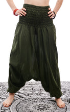Load image into Gallery viewer, Buy now online from Emma's Emporium clothing and gifts. Organic cotton harem trousers, our fabulous hippy festival yoga harem genie Alibaba Aladdin pants now available in Organic Cotton!