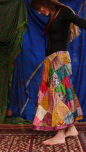 Load image into Gallery viewer, Emma's Emporium recycled silk patchwork wraparound skirt.