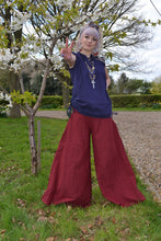 Load image into Gallery viewer, Emma&#39;s Emporium plain cotton extra wide leg palazzo trousers. Buy now online from Emma&#39;s Emporium! Extra wide leg palazzo flare loose fit trousers made from soft organic cotton.
