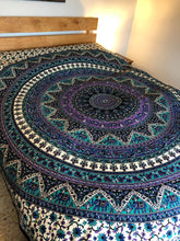 Load image into Gallery viewer, Emma&#39;s Emporium mandala cotton bedspread. Beautiful ethnic Indian elephant bedspread, wall hanging or throw. Made with love in India.
