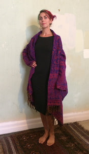 Emma's Emporium Ethical fasion. Women's Hippy Paisley Blanket wrap winter cardigan 