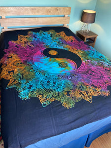 Emma's Emporium Tie Dye Mandala Double or Kingsize Bed Spread, Wall Hanging, or Throw. 100% Cotton printed in India. Visit our website for more Hippy, Boho and Festival women's clothing, accessories and homewares. Ethically sourced from around the world.