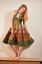 Load image into Gallery viewer, Available to buy now online! Emma&#39;s Emporium print cotton peacock printed summer halter dress!

