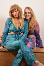 Load image into Gallery viewer, Emma&#39;s Emporium cotton lycra tie dye flares, flared leggings, super colourful hippie tie dye trousers, ideal for festival days and all night raves. Available to buy online from Emma&#39;s Emporium.
