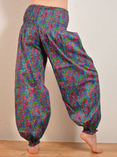 Load image into Gallery viewer, Buy now online, Emma&#39;s Emporium floral Genie trousers, lightweight cotton loose fit trousers in beautiful Indian floral print. Buy now from Emma&#39;s Emporium online store, ethical alternative women&#39;s fashion; hippie festival clothing and accessories, ethically sourced from India and South America. Shop online or find us at a festival. All clothing and products available for UK wholesale.
