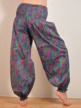 Load image into Gallery viewer, Buy now online, Emma&#39;s Emporium floral Genie trousers, lightweight cotton loose fit trousers in beautiful Indian floral print. Buy now from Emma&#39;s Emporium online store, ethical alternative women&#39;s fashion; hippie festival clothing and accessories, ethically sourced from India and South America. Shop online or find us at a festival. All clothing and products available for UK wholesale.
