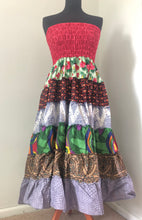 Load image into Gallery viewer, Emma's Emporium print cotton tierd frill skirt dress. Buy now online from Emma's Emporium slow fashion, ethical clothing, fair trade, hippie hippy alternative festival fashion.
