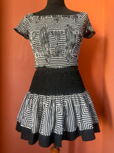 Load image into Gallery viewer, Black and White Op-Art print mini skirt
